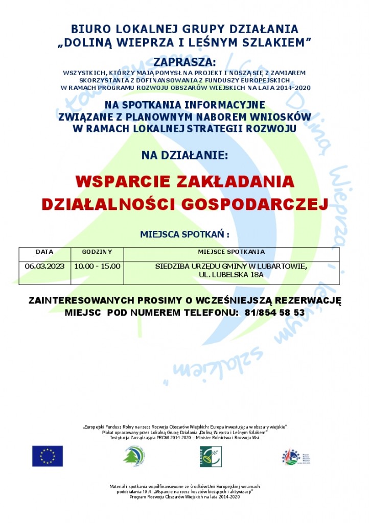 plakat spotkania informacyjne przed&nbsp;naborem wniosków